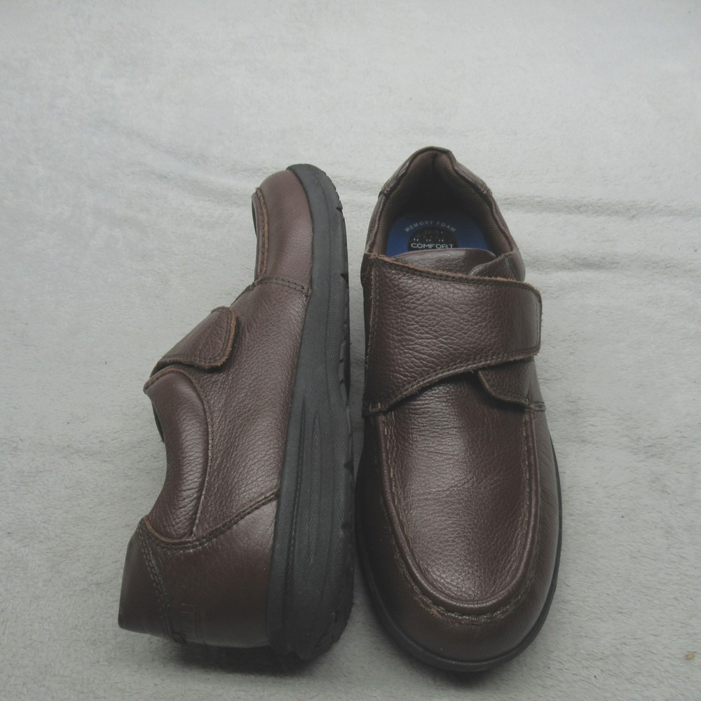 Nunn‎ Bush Mens 14M Loafers Brown Leather Cam Moc Toe Strap Cushioned Footbed